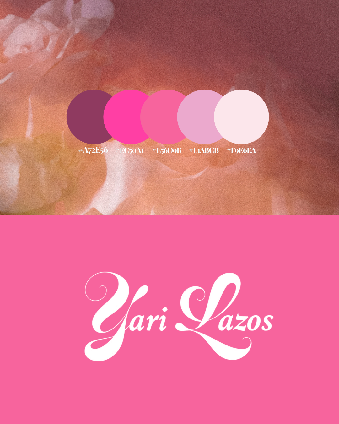 Original Yari Lazos color palette and wordmark in a floral composition